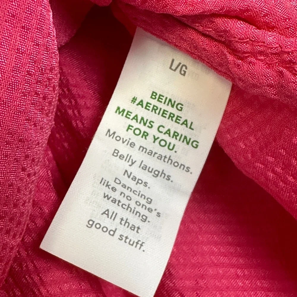 Aerie Mini Skirt Pink Women's L Viscose Ruched Drawstring